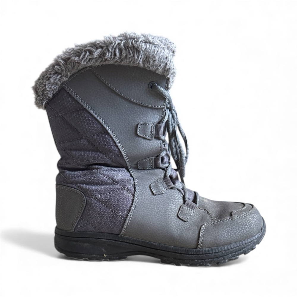 Columbia Waterproof Winter Snow Boots Faux Fur Lined Lace Up Outdoor Gray Size 7